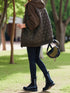 Damen Jacke Steppjacke mit Kapuze - Warmer Wintermantel in Braun mit Taschen